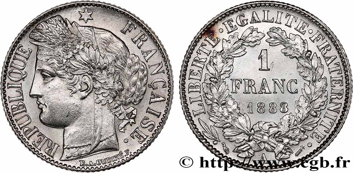 1 franc Cérès, IIIe République 1888 Paris F.216/10 SPL 