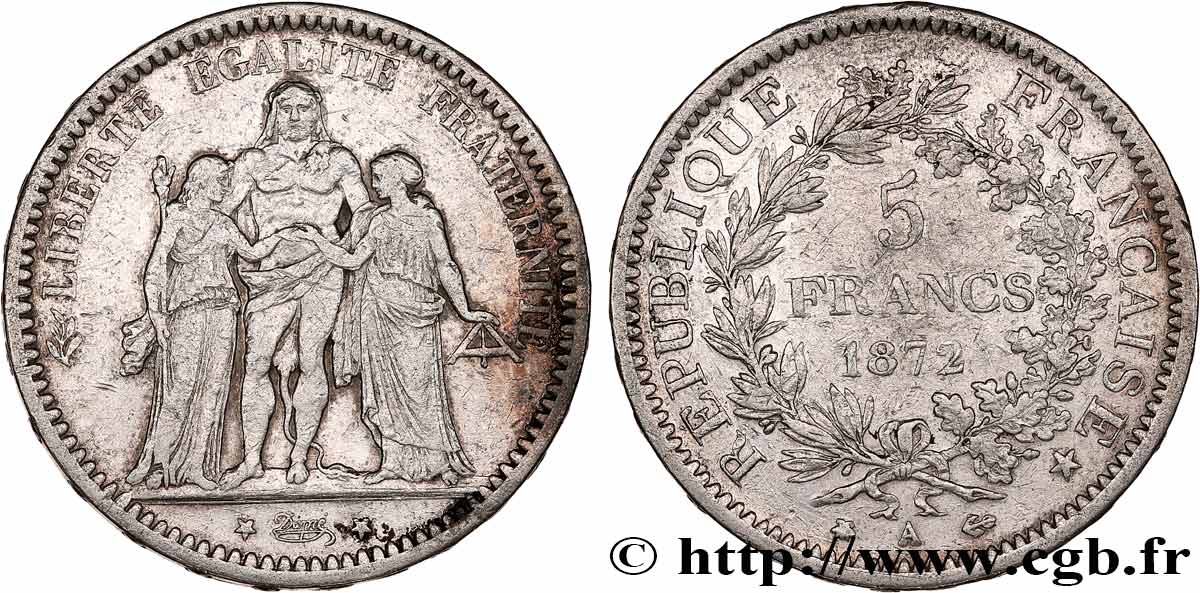 5 francs Hercule 1872 Paris F.334/6 TB 