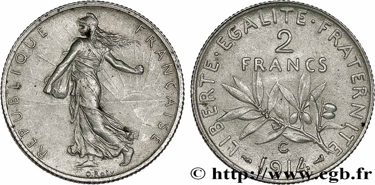 2 francs Semeuse 1914 Castelsarrasin F.266/16 SUP+ 