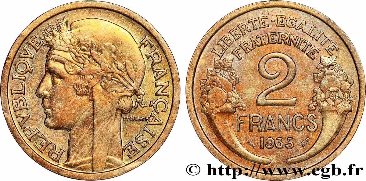 2 francs Morlon 1935  F.268/8 AU55 