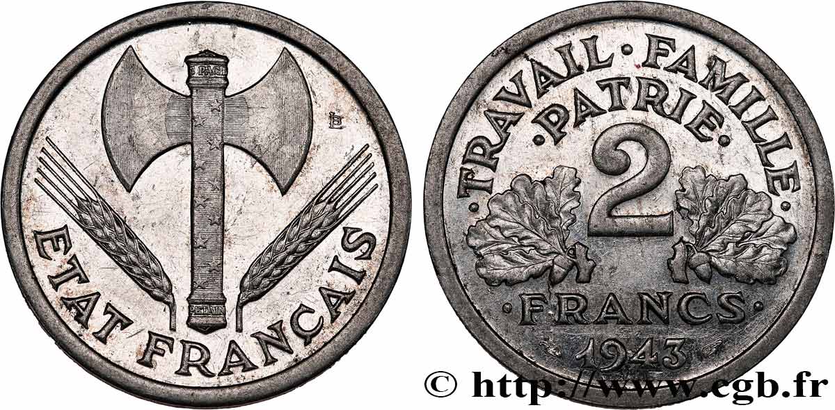 2 francs Francisque 1943  F.270/2 TTB+ 