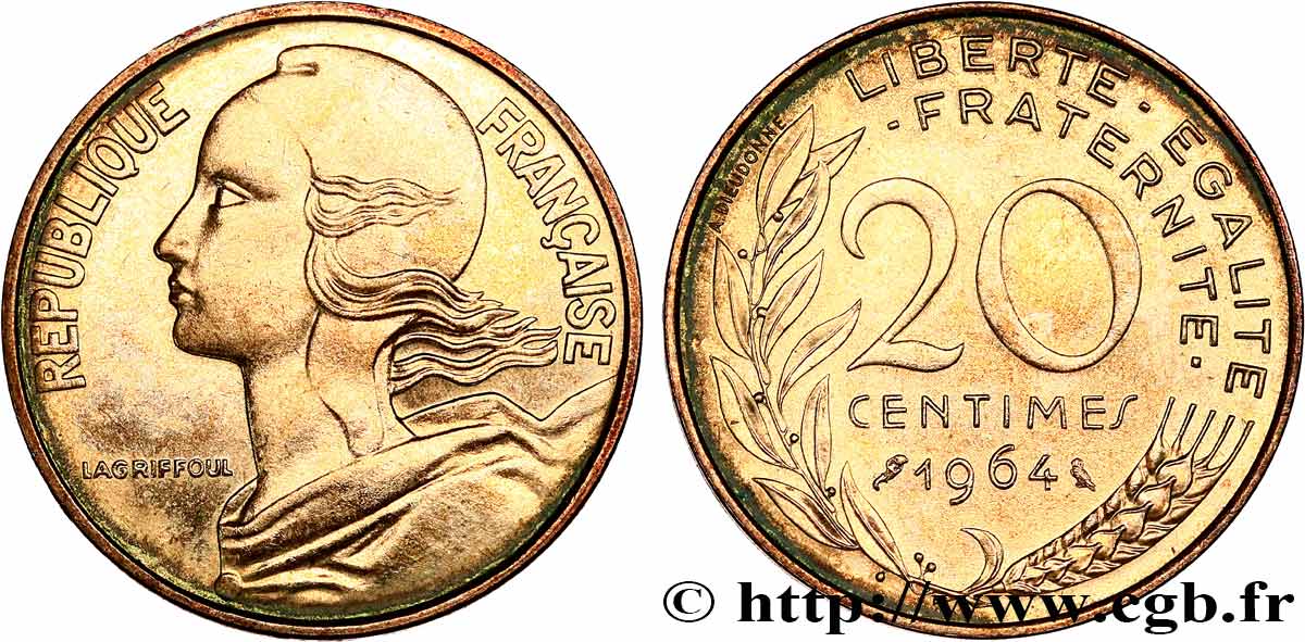 20 centimes Marianne 1964 Paris F.156/4 EBC+ 