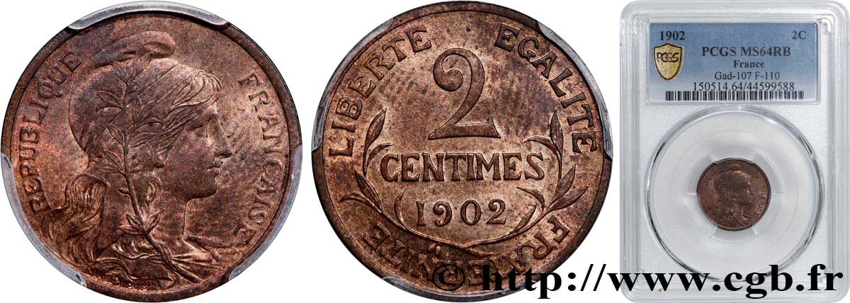 2 centimes Daniel-Dupuis 1902 Paris F.110/7 SC64 PCGS