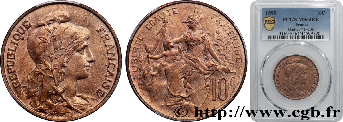 10 centimes Daniel-Dupuis 1899  F.136/7 SPL64 PCGS