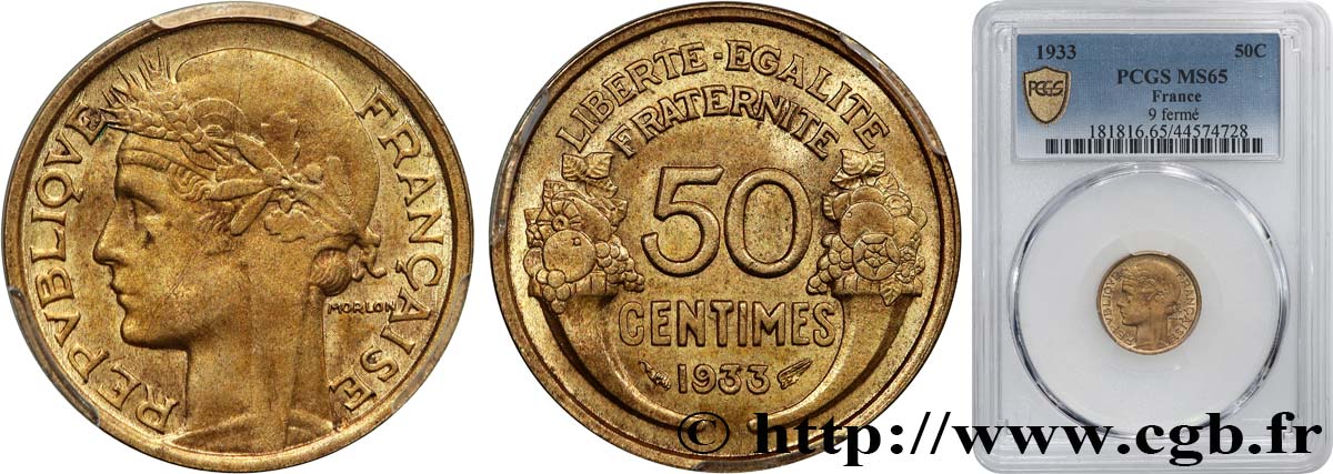 50 centimes Morlon 1933  F.192/11 FDC65 PCGS