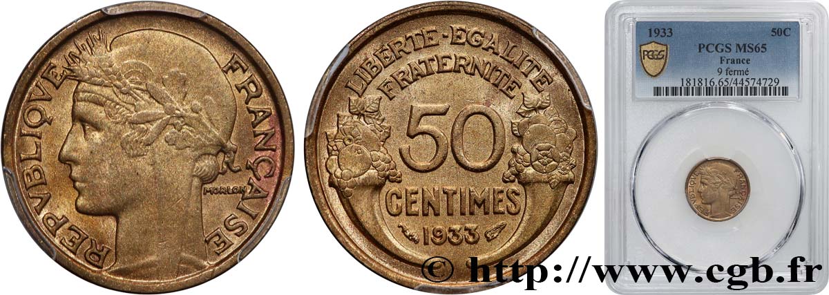 50 centimes Morlon 1933  F.192/11 FDC65 PCGS