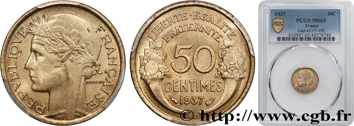 50 centimes Morlon 1937  F.192/13 FDC65 PCGS