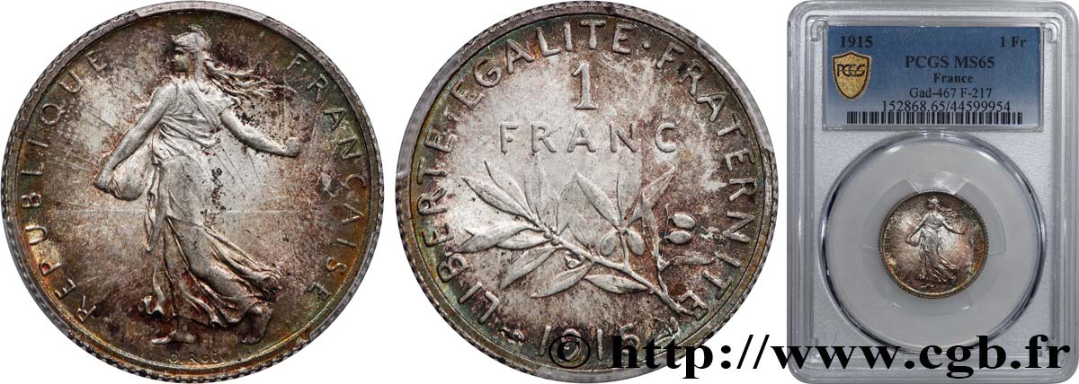 1 franc Semeuse 1915 Paris F.217/21 FDC65 PCGS
