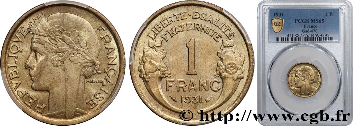 1 franc Morlon 1931 Paris F.219/2 MS65 PCGS