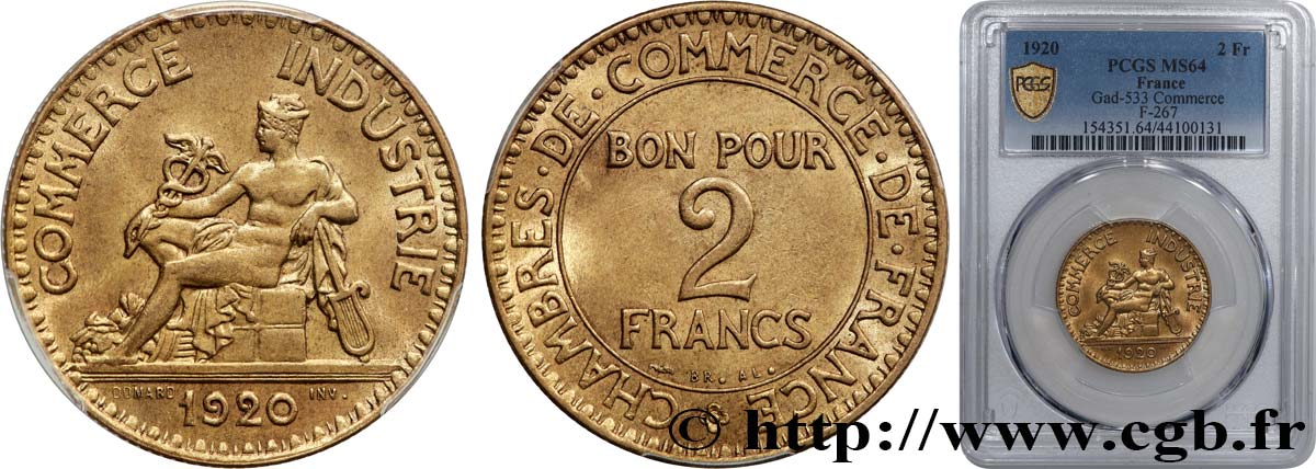 2 francs Chambres de Commerce 1920  F.267/2 SPL64 PCGS