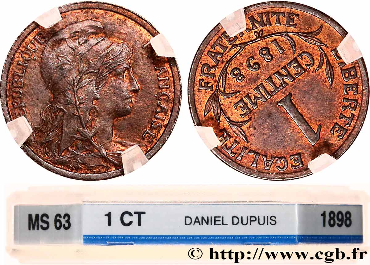 1 centime Daniel-Dupuis, Coins Tournés 1898 Paris F.105/1 MS63 GENI