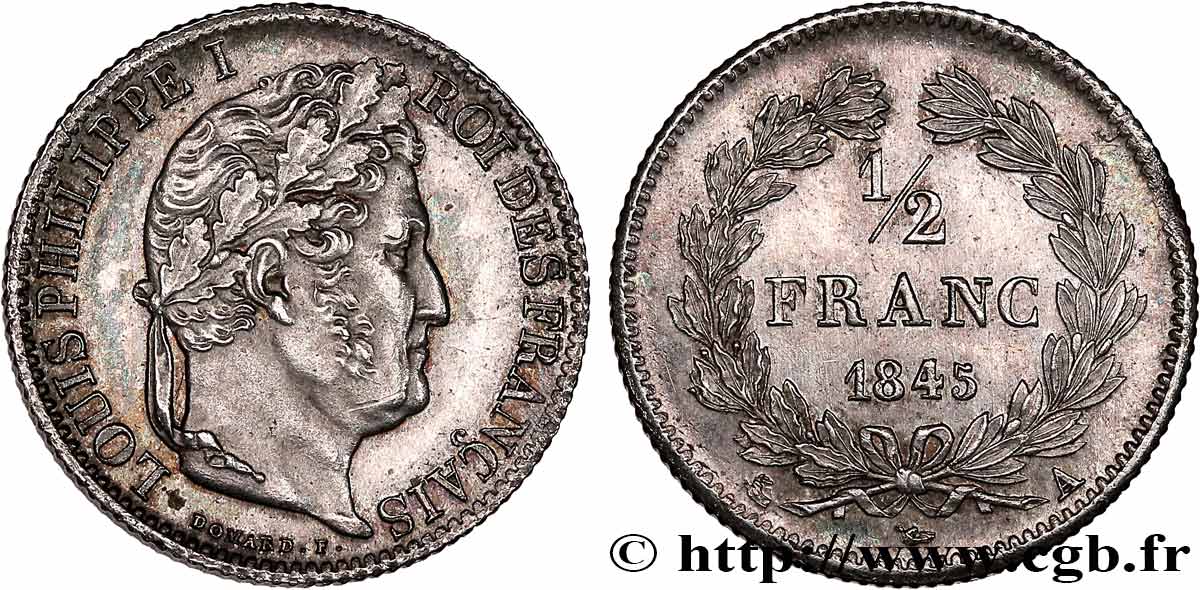 1/2 franc Louis-Philippe 1845 Paris F.182/108 SUP 