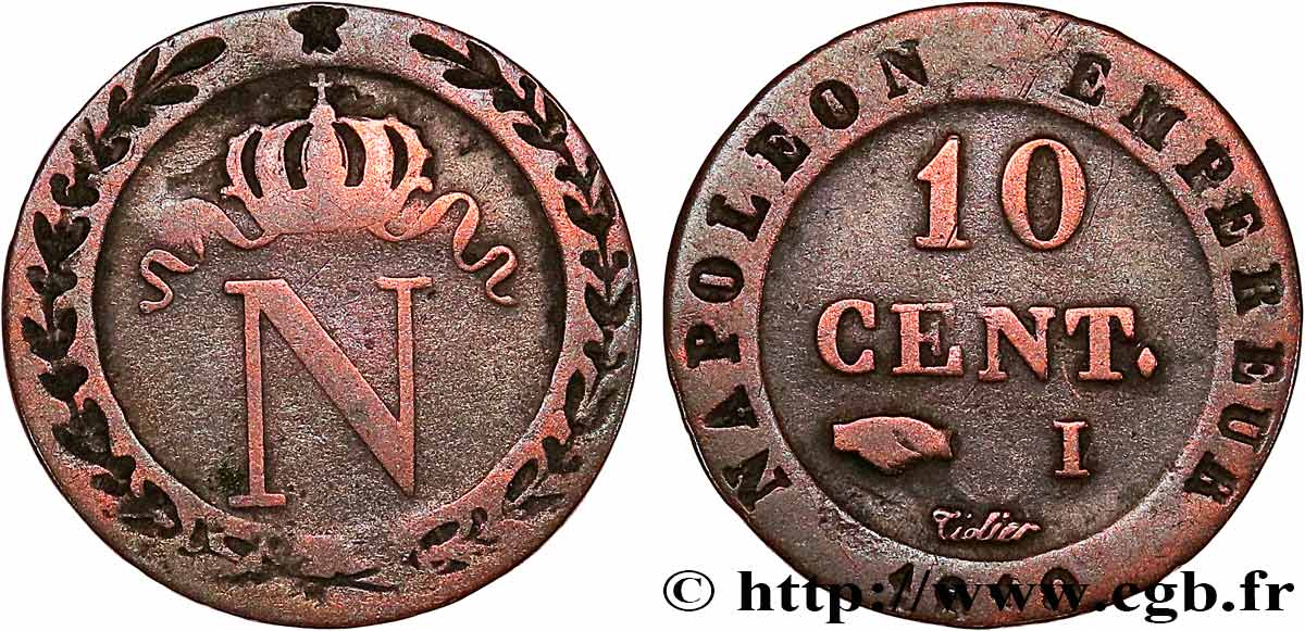 10 cent. à l N couronnée 1810 Limoges F.130/22 TB 