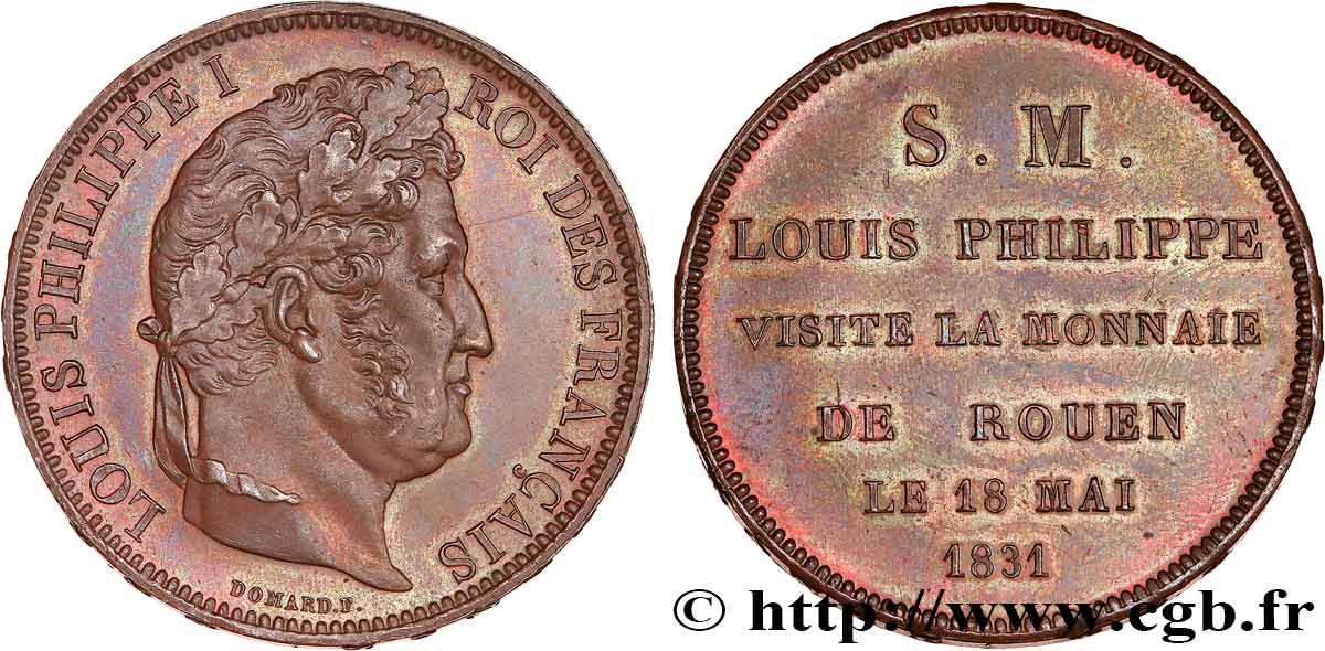 Monnaie de visite, module de 5 francs, pour Louis-Philippe à la Monnaie de Rouen 1831 Rouen VG.2825  fST63 