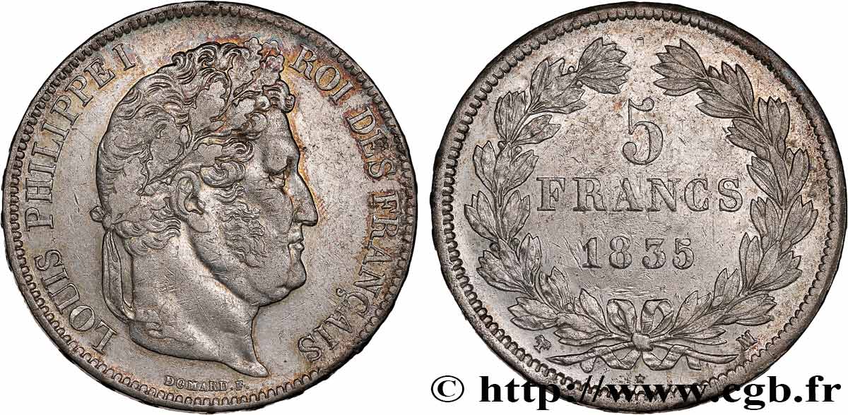 5 francs IIe type Domard 1835 Marseille F.324/50 XF 