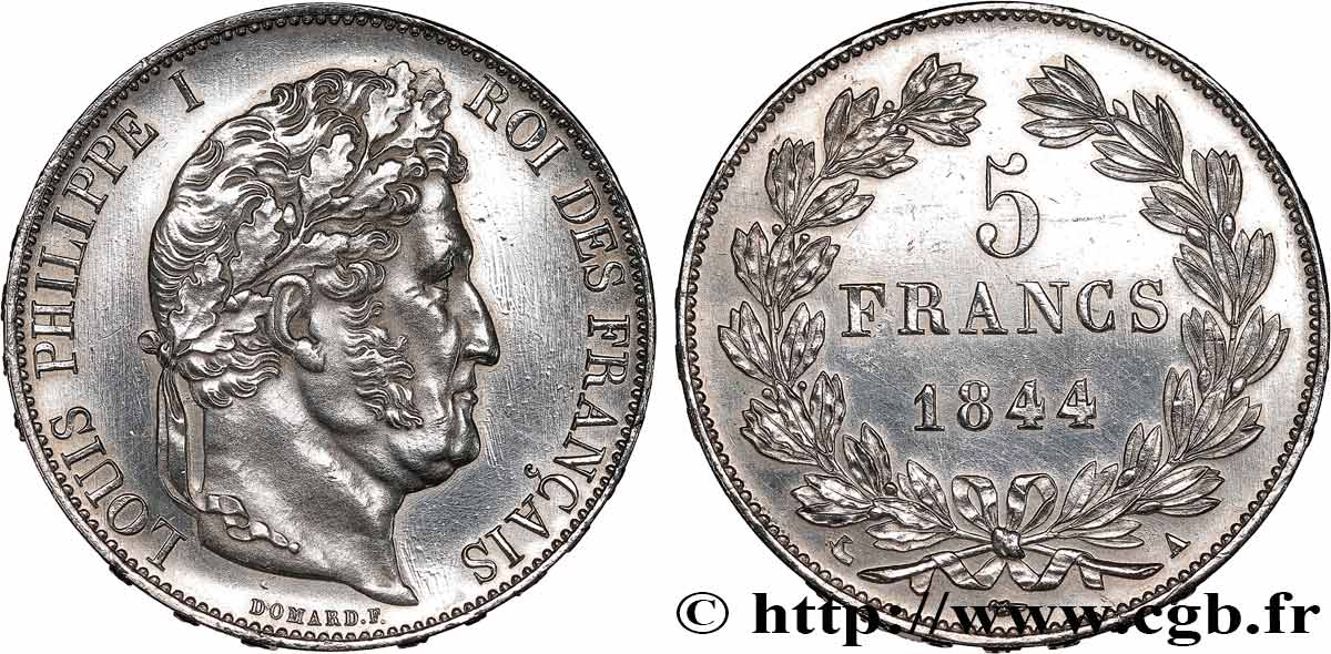 5 francs IIIe type Domard 1844 Paris F.325/1 MS 