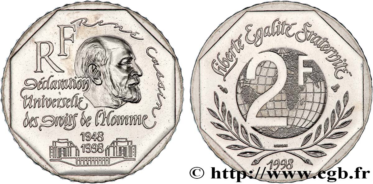 Essai de 2 francs René Cassin 1998 Pessac F.276/1 ST 