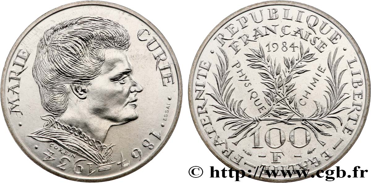 Essai de 100 francs Marie Curie 1984 Pessac F.452/1 MS 