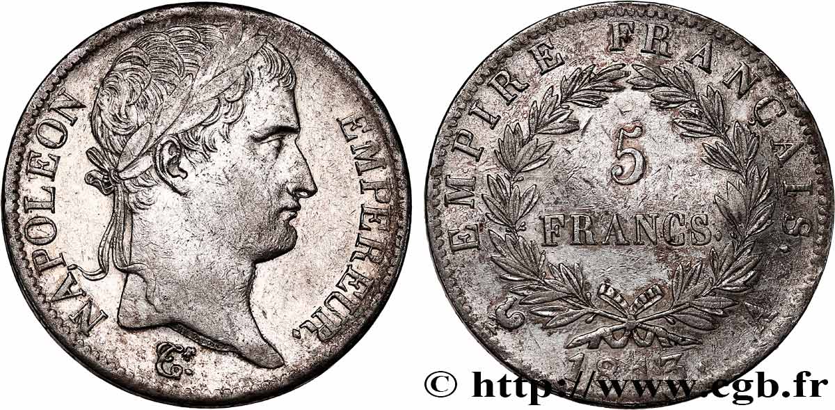 5 francs Napoléon Empereur, Empire français 1813 Paris F.307/58 MBC+ 