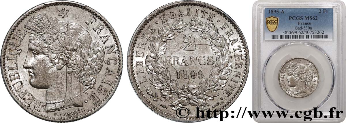 2 francs Cérès, avec légende 1895 Paris F.265/17 EBC62 PCGS