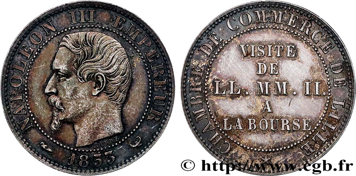 Module cinq centimes argent, visite impériale à Lille les 23 et 24 septembre 1853 Lille VG.3368  SUP 