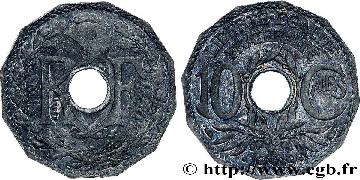 Essai de 10 centimes Lindauer en zinc, dodécagonal 1939  GEM.41 14 MS62 