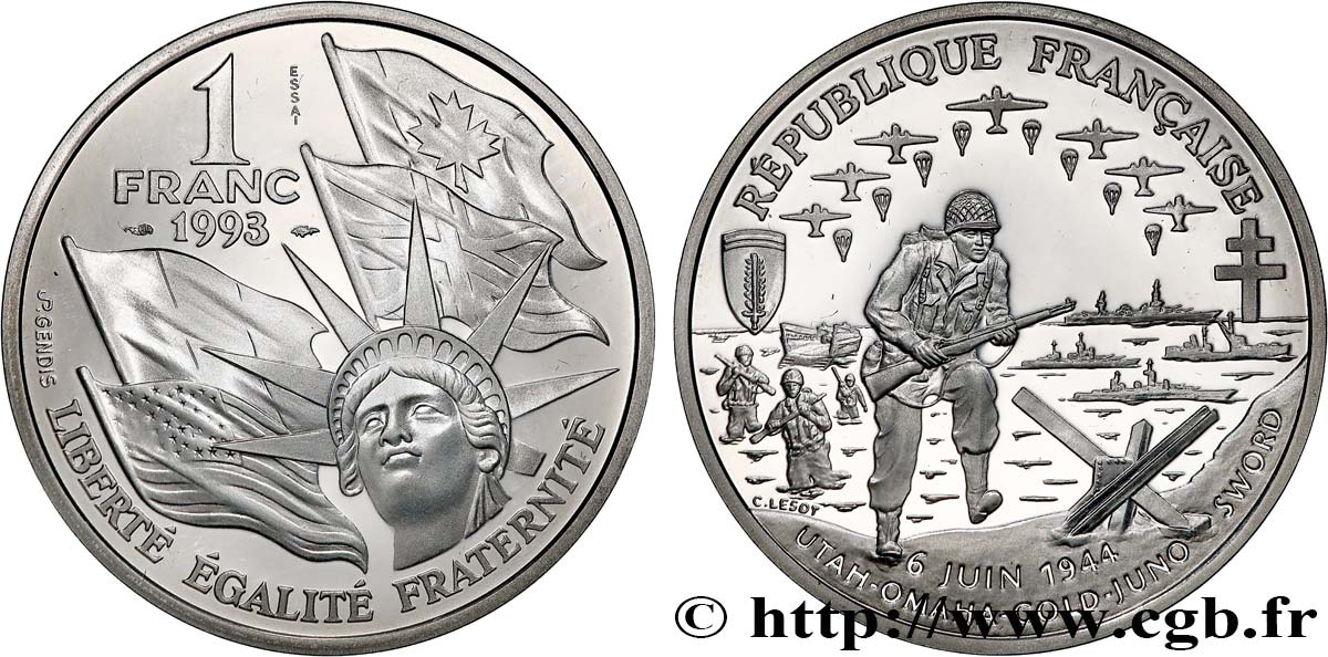 Essai Belle Épreuve 1 franc - Débarquement 1993 Pessac F.1002 3 FDC 