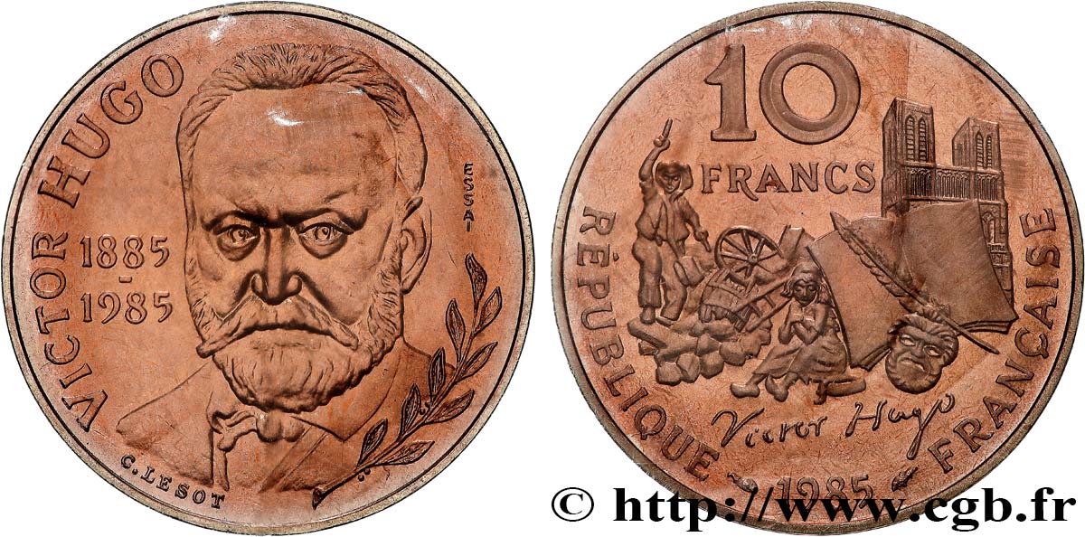 Essai de 10 francs Victor Hugo, tranche B 1985 Pessac F.370/1 MS 