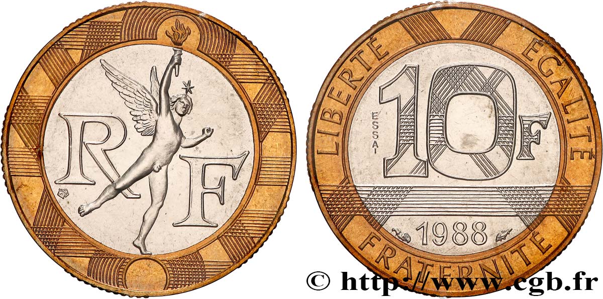 France. Fifth Republic. 10 Francs 1993 Génie de la Bastille