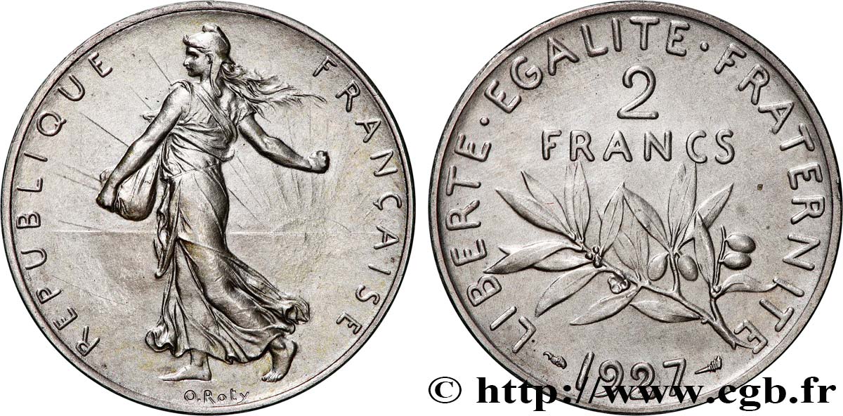 Essai-piéfort argent de 2 francs Semeuse 1927 Paris GEM.111 EP1 SUP+ 