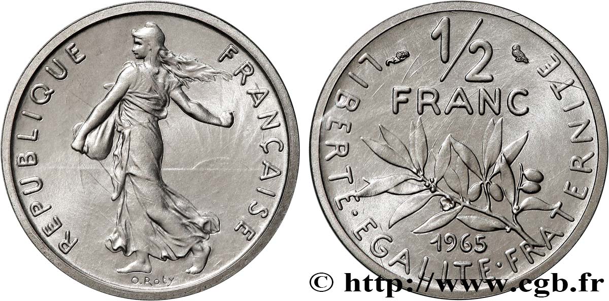 Piéfort argent de 1/2 franc Semeuse 1965 Paris GEM.91 P2 FDC 