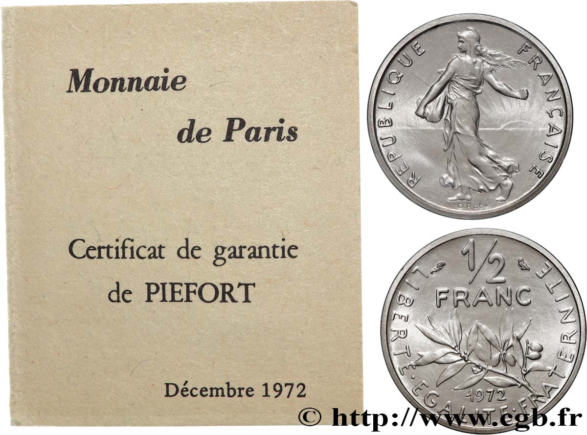 Piéfort Nickel de 1/2 franc Semeuse 1972 Paris GEM.91 P1 FDC 