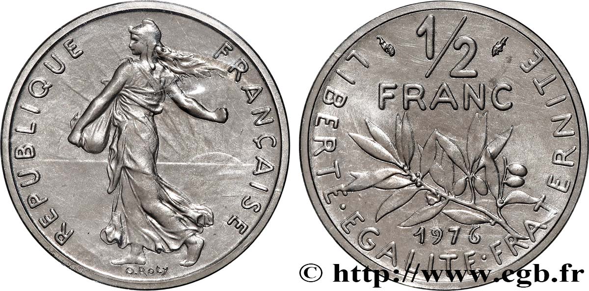 Piéfort nickel de 1/2 franc Semeuse 1976 Pessac GEM.91 P1 ST 