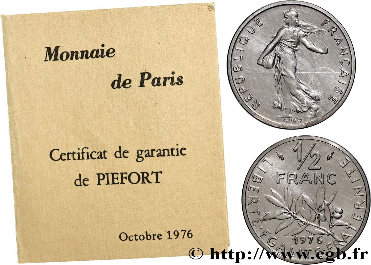 Piéfort argent de 1/2 franc Semeuse 1976 Pessac GEM.91 P2 FDC 
