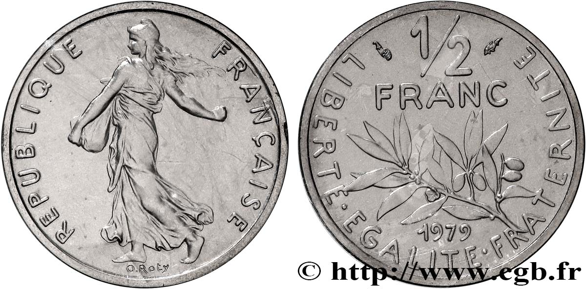 Piéfort nickel de 1/2 franc Semeuse 1979 Pessac GEM.91 P1 MS 