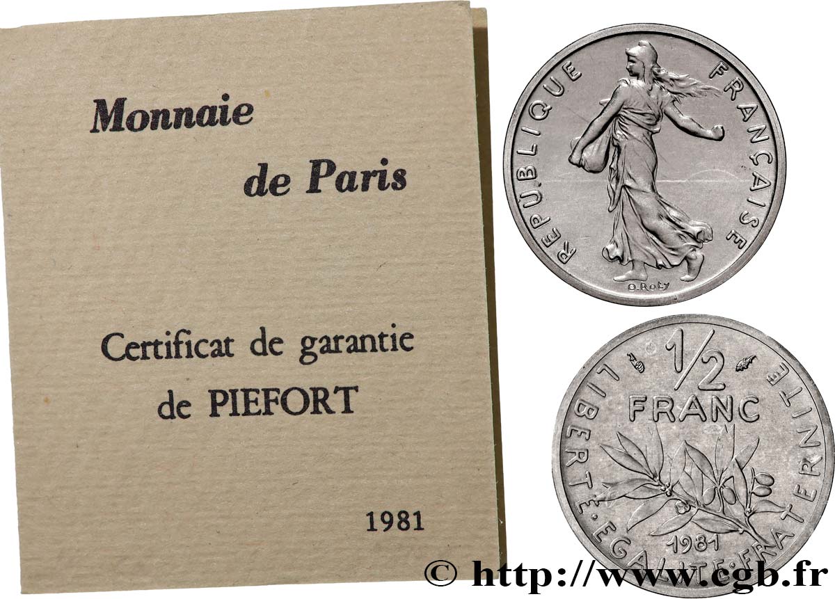 Piéfort nickel de 1/2 franc Semeuse 1981 Pessac GEM.91 P1 MS 