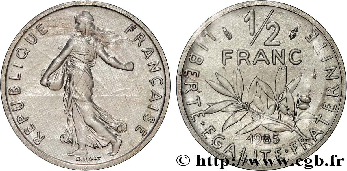 Piéfort Nickel de 1/2 franc Semeuse 1985 Pessac GEM.91 P1 FDC 