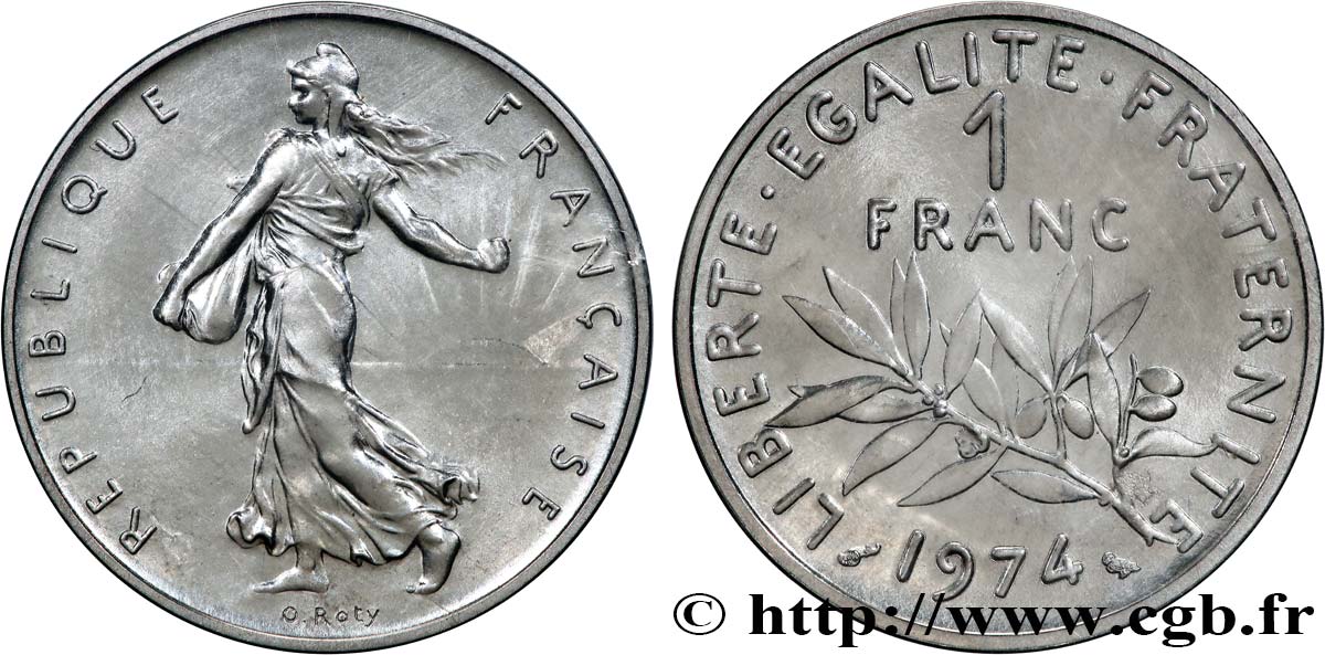 Piéfort Argent de 1 franc Semeuse 1974 Pessac GEM.104 P2 MS 