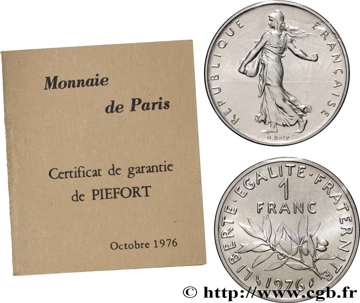 Piéfort Argent de 1 franc Semeuse 1976 Pessac GEM.104 P2 FDC 
