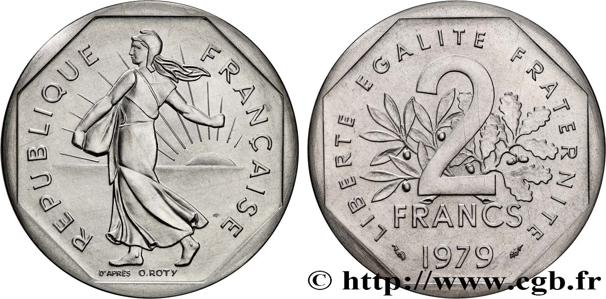 Piéfort argent de 2 francs Semeuse, nickel 1979 Pessac GEM.123 P2 ST 