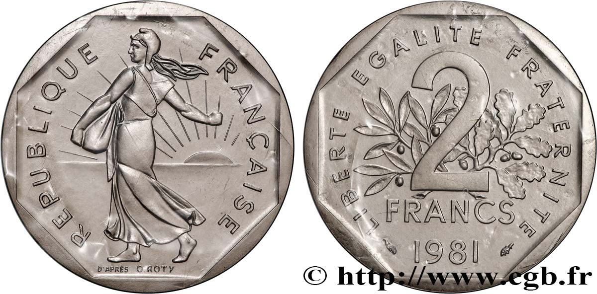 Piéfort nickel de 2 francs Semeuse, nickel 1981 Pessac GEM.123 P1  MS 