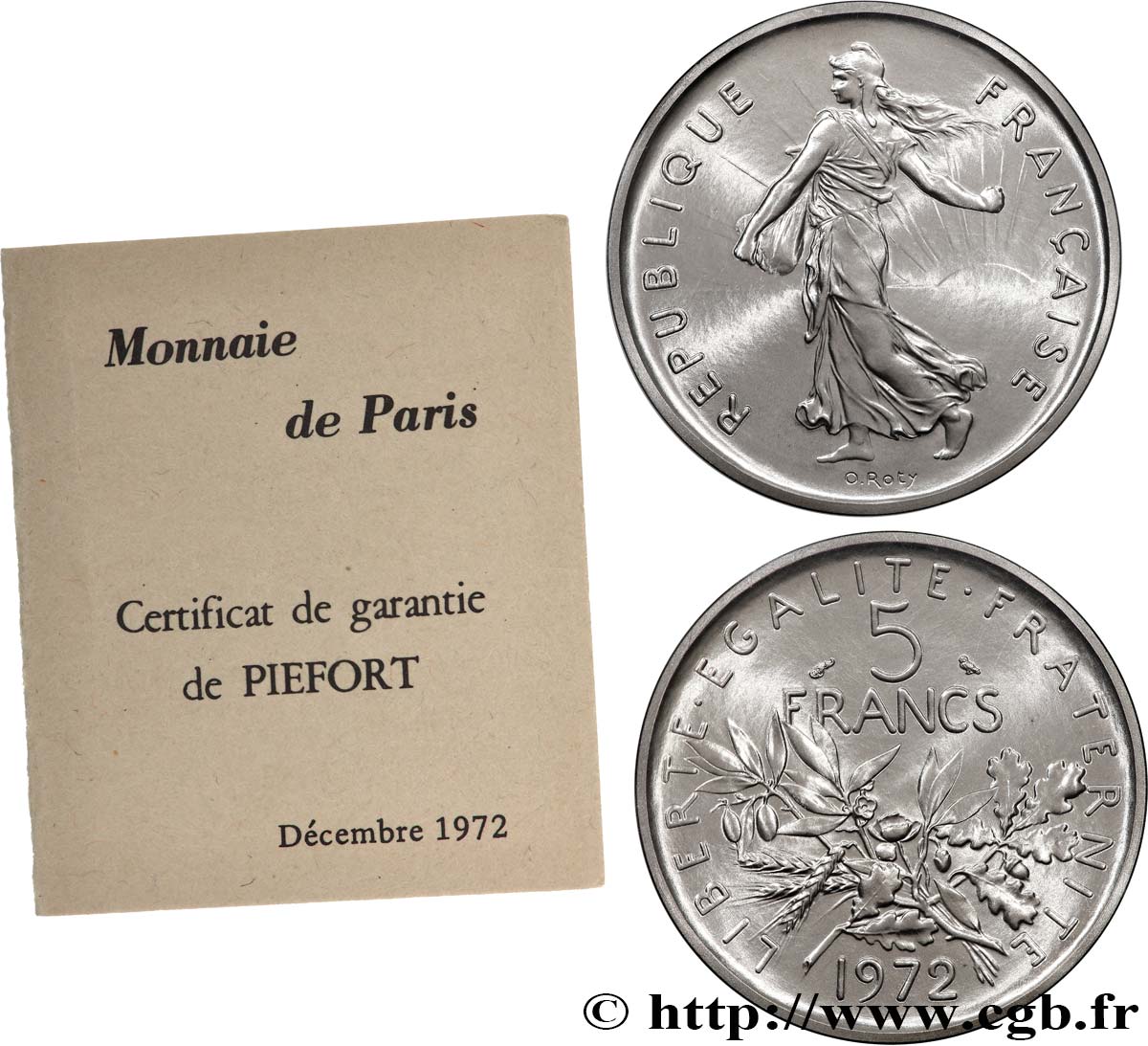 Piéfort Cu-Ni de 5 francs Semeuse 1972 Paris GEM.154 P1  ST 