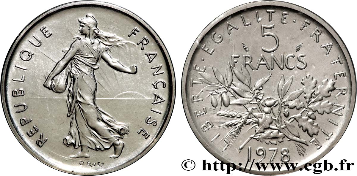 Piéfort Argent de 5 francs Semeuse 1978 Pessac GEM.154 P2 FDC 