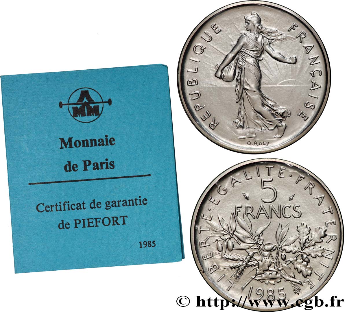 Piéfort Argent de 5 francs Semeuse 1985 Pessac GEM.154 P2 FDC 