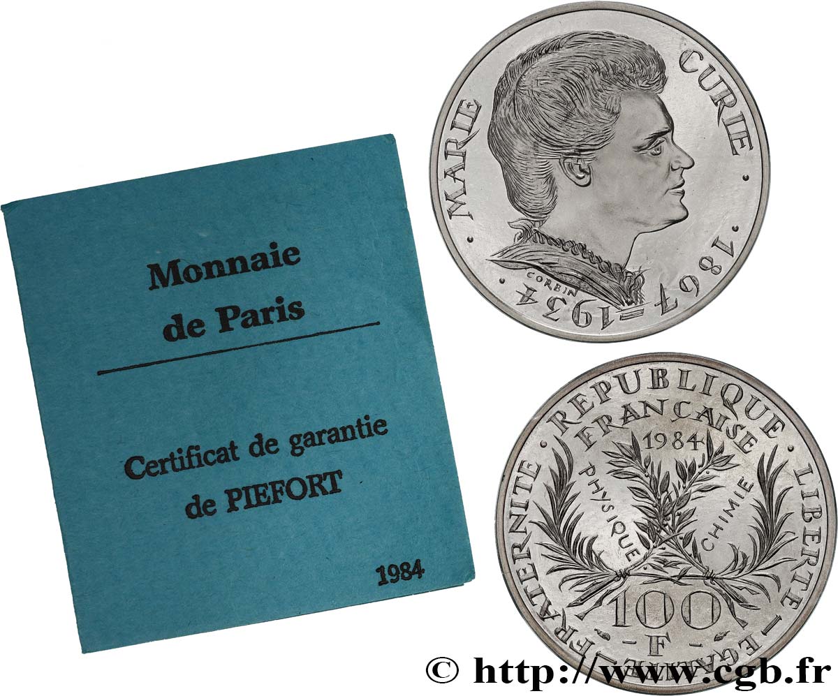Piéfort Argent de 100 francs Marie Curie 1984 Pessac GEM.233 P1 FDC 