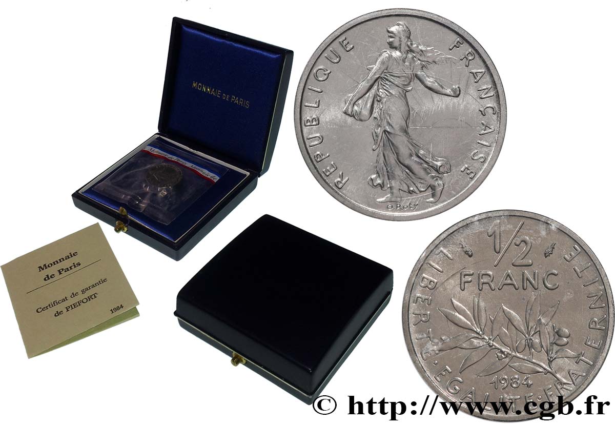 Piéfort Nickel de 1/2 franc Semeuse, Certificat n°001 1984 Pessac GEM.91 P1 FDC 