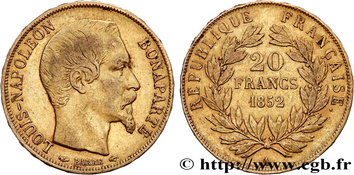 20 francs or Louis-Napoléon 1852 Paris F.530/1 TTB45 