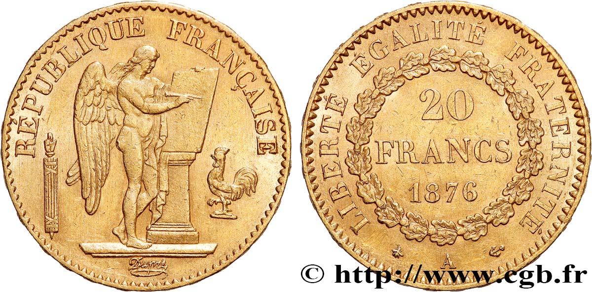 20 francs or Génie, Troisième République 1876 Paris F.533/4 BB53 