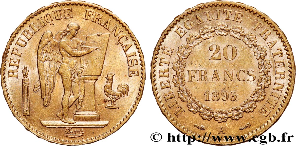 20 francs or Génie, IIIe République 1895 Paris F.533/19 SPL 