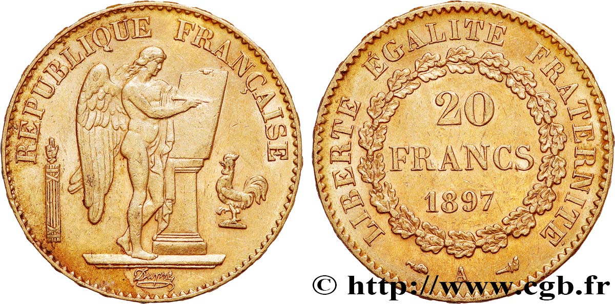 20 francs or Génie, Troisième République 1897 Paris F.533/22 q.SPL 